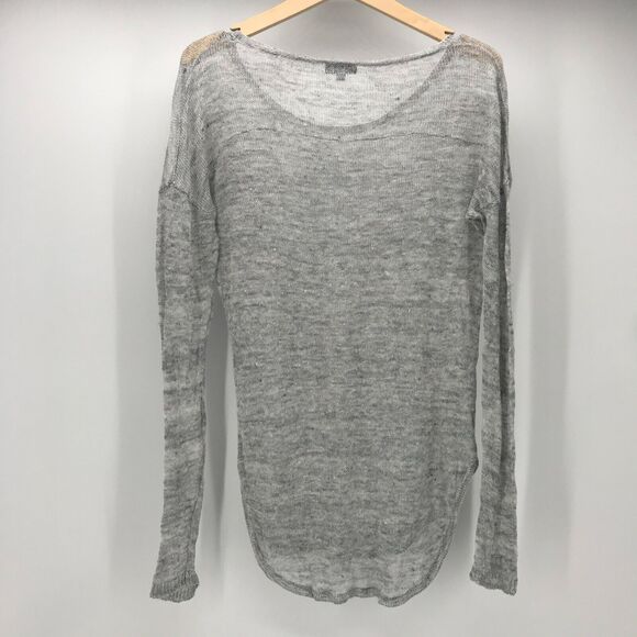 Rails Sweater Womens Small Gray Space Dye Open Knit Scoop Neck Semi Sheer - Picture 4 of 8